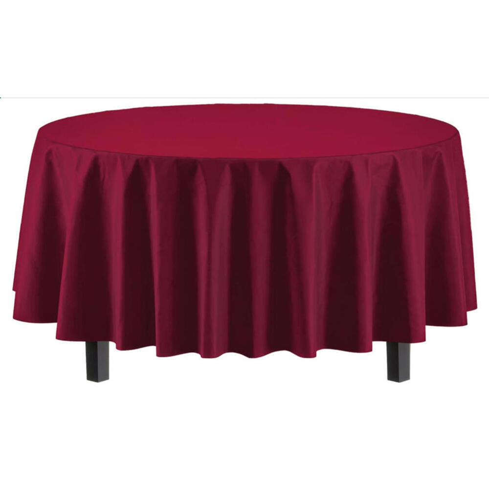 Exquisite 5 Pack Premium Quality Burgundy 84-inch Round Tablecloth for Parties